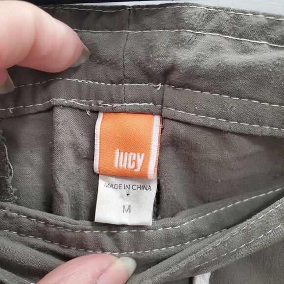 Lucy Activewear Women's Olive Drawstring Waist Cropped Athletic Pants Size M - Picture 2 of 6